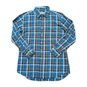 Canali Long Sleeve Button Down Shirt Mens XL Cotton Plaid Made in Italy